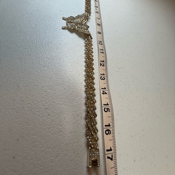 Big butterfly choker pendant, diamond encrusted, 
Cuban link chain hip hop - Picture 11 of 13